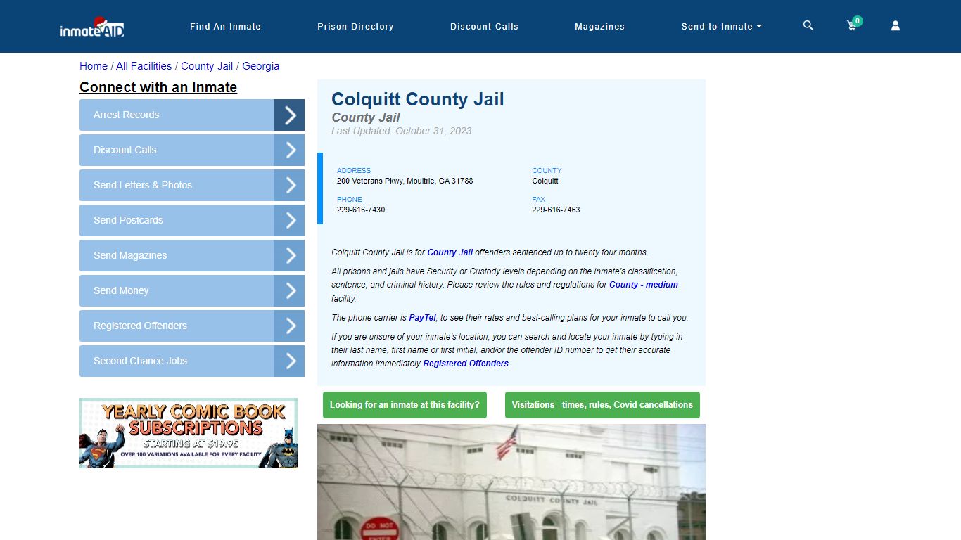 Colquitt County Jail - Inmate Locator - Moultrie, GA